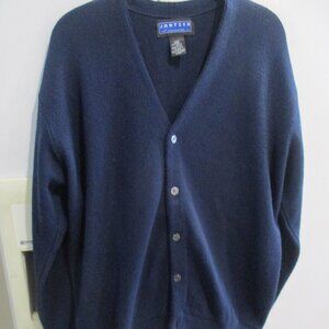 Jantzen Classics Mens Navy blue Knit Cardigan Sweater Vintage Button Front L